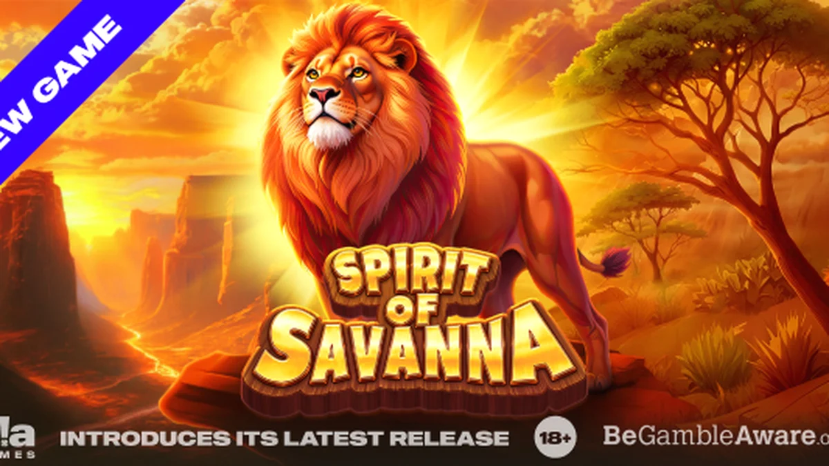 Pemandangan savana yang luas dengan elemen desain slot Spirit of Savanna