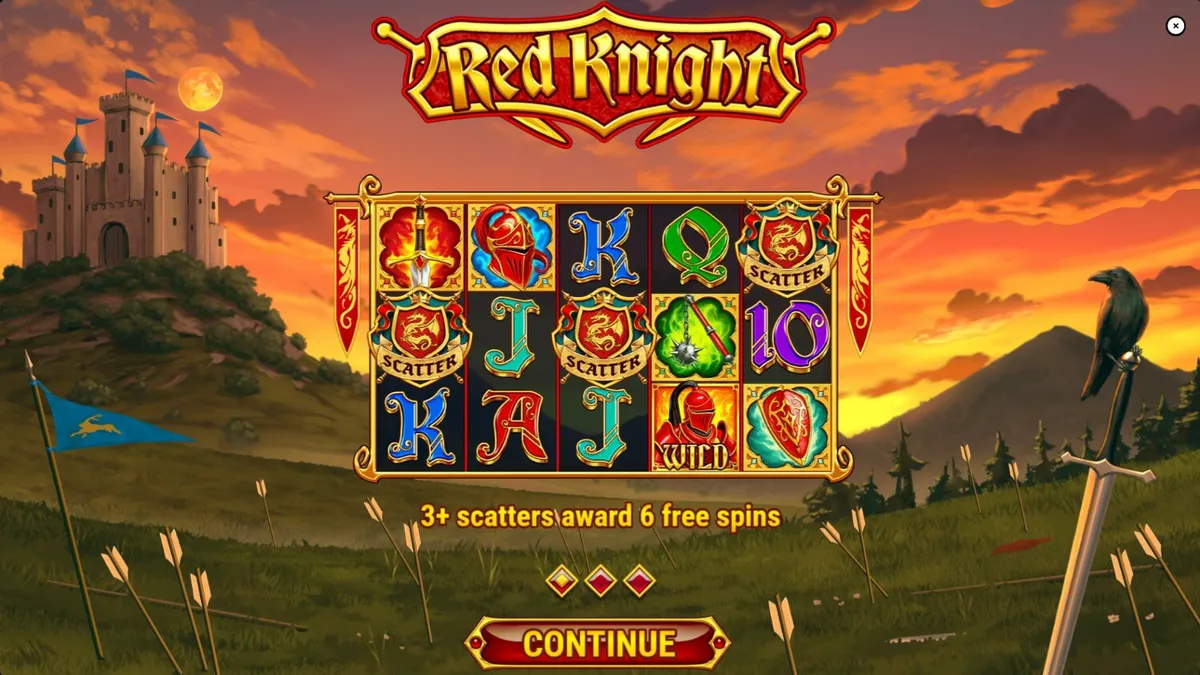 Tampilan visual slot Red Knight dengan tema ksatria abad pertengahan
